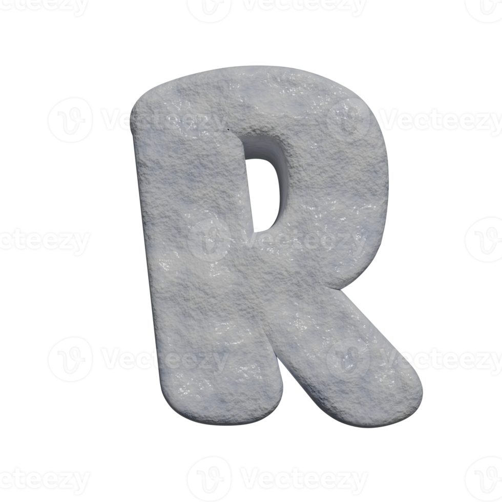 snow text effect letter R. 3d render png