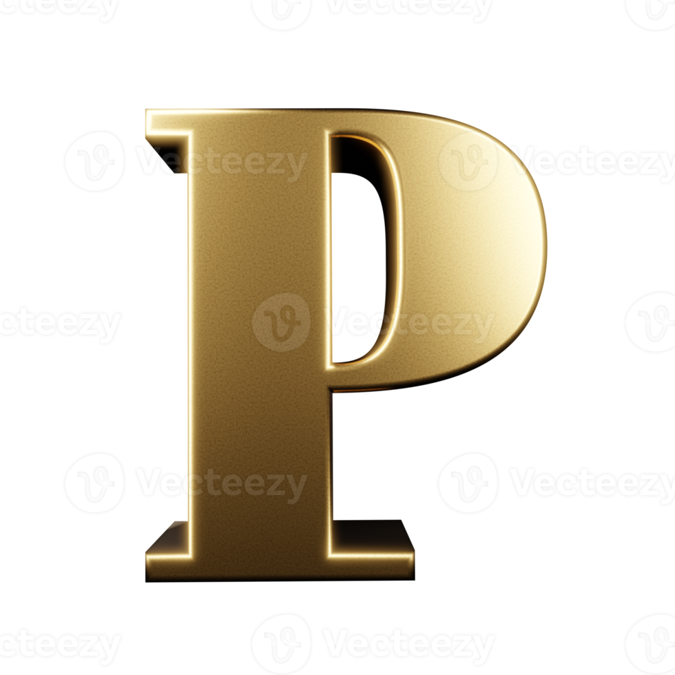 luxus texteffekt buchstabe p. 3D-Rendering png