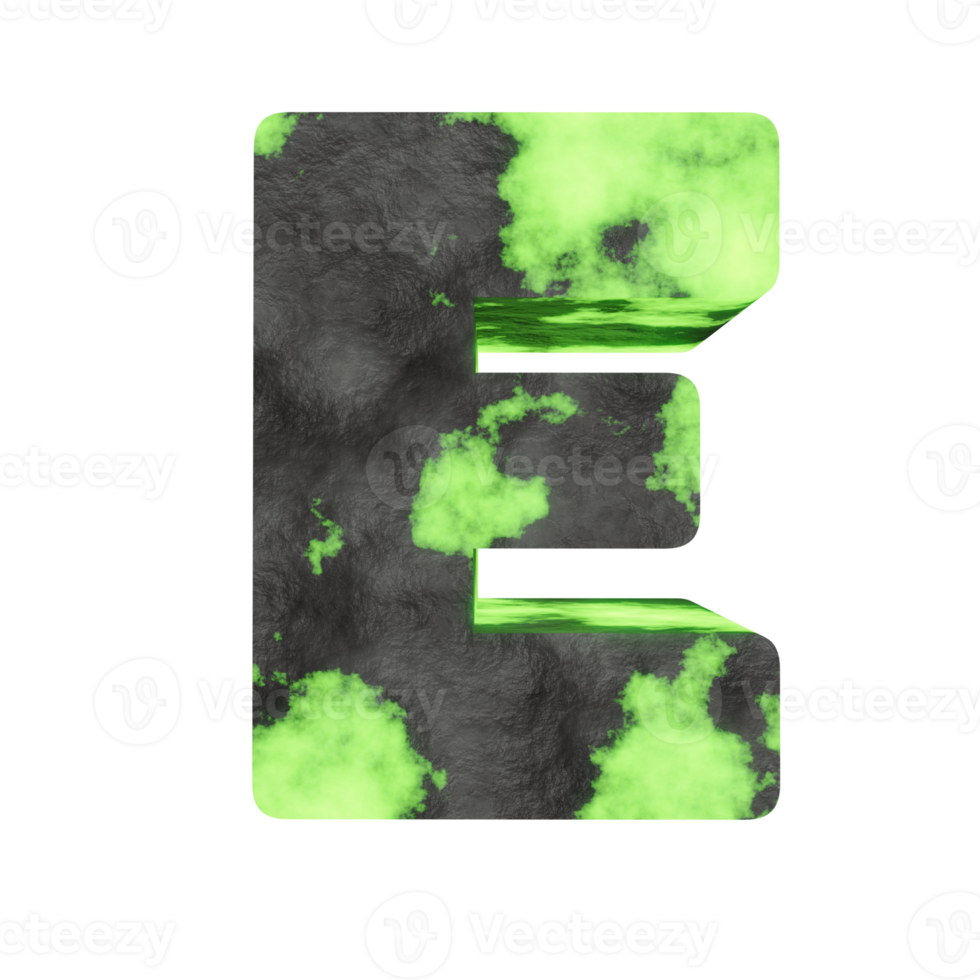 uranium text effect letter E. 3d render png