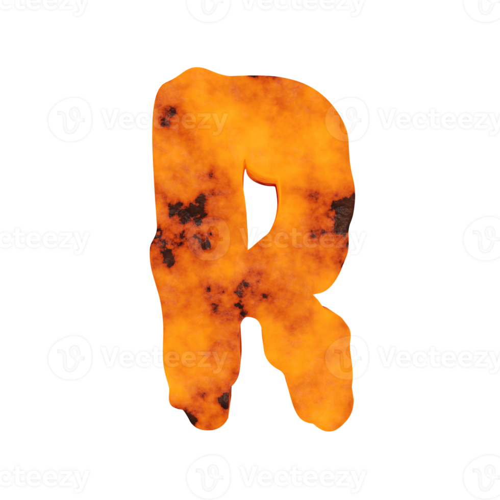 lava text effect letter R. 3d render png