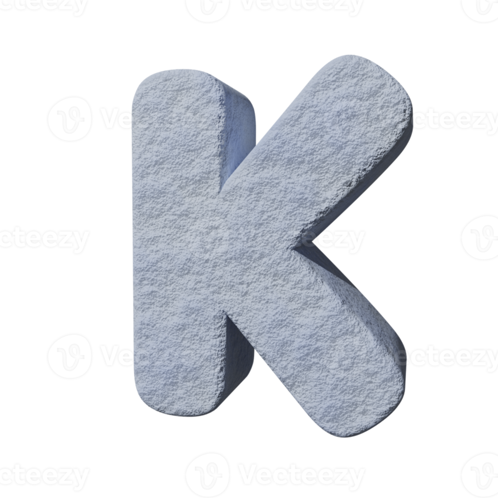 snow text effect letter K. 3d render png