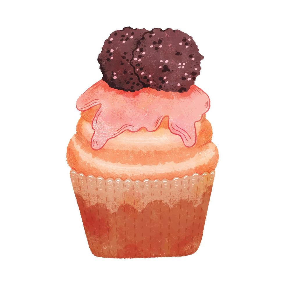 Watercolor Realistic Cupcake Muffin Graphics 05 vector