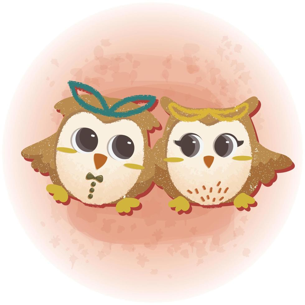 Couple Cute Owl for Valentines Day Lovers Graphic Illustration 07 vector