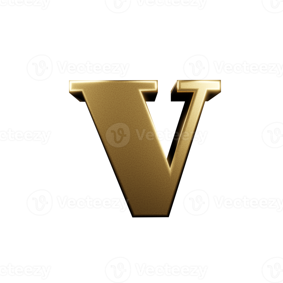 luxury text effect letter v. 3d render png