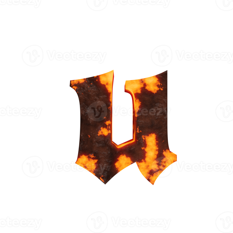 lava text effect letter u 3d render png