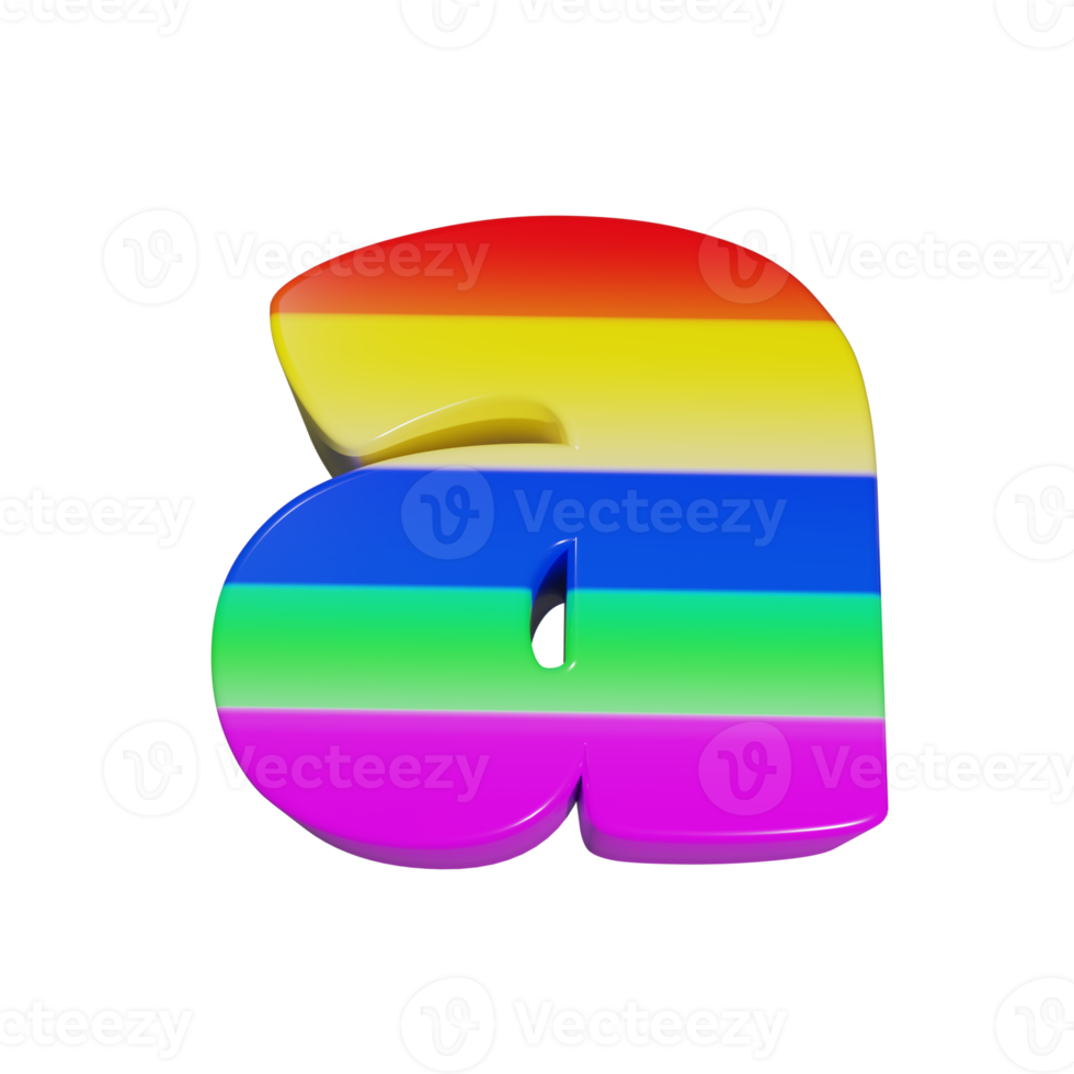 rainbow text effect letter a 3d render png