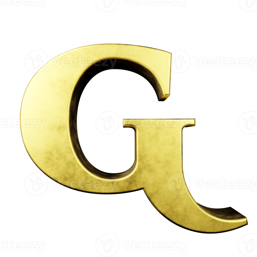 guld text effekt brev g. 3d framställa png