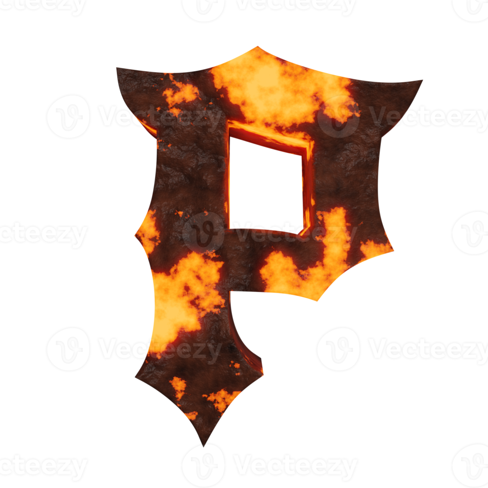 lava text effect letter P. 3d render png