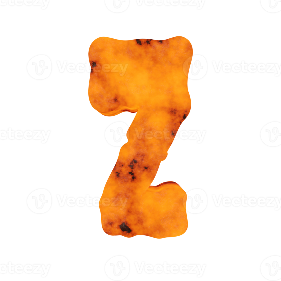 lava text effect letter Z. 3d render png