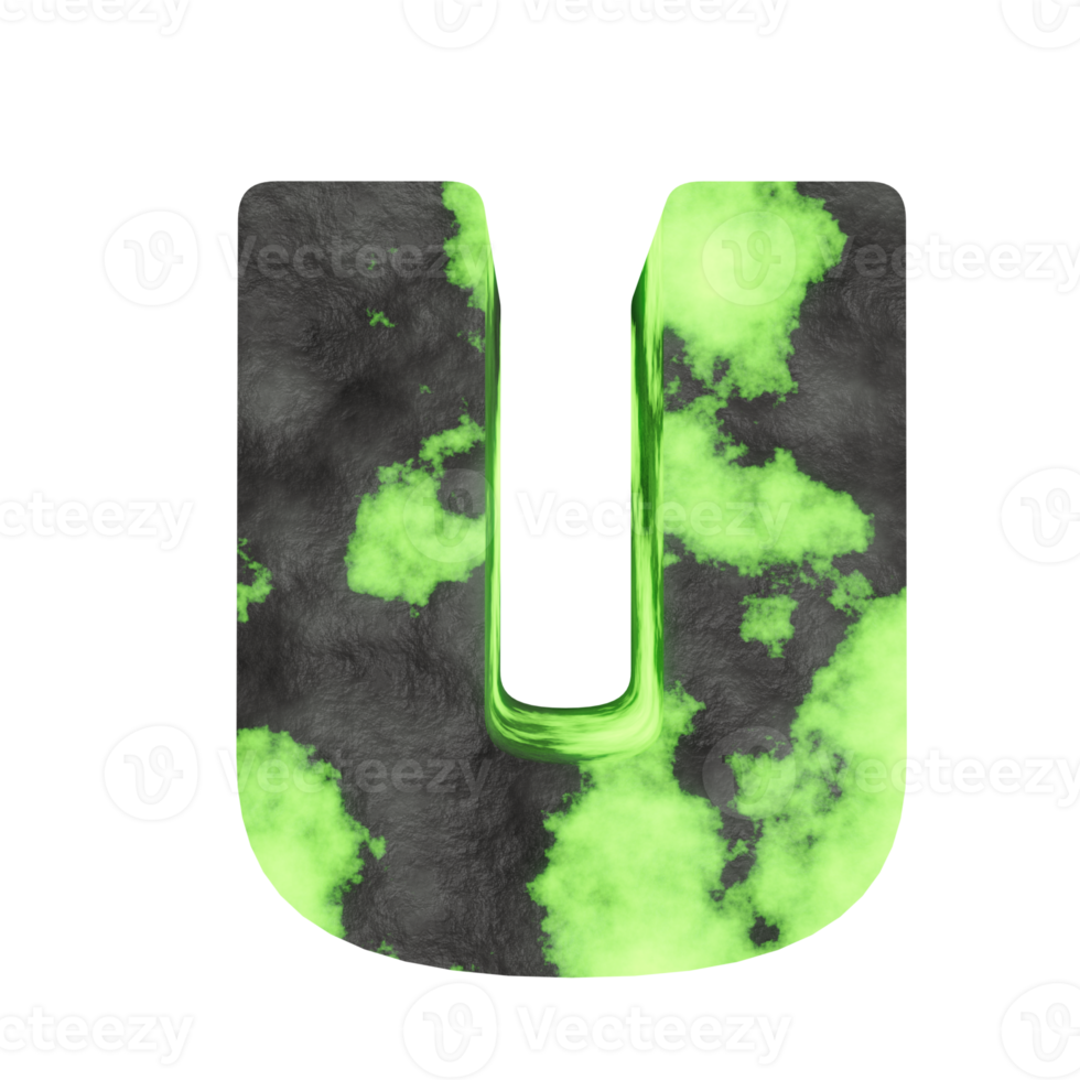 uranium text effect letter U. 3d render png
