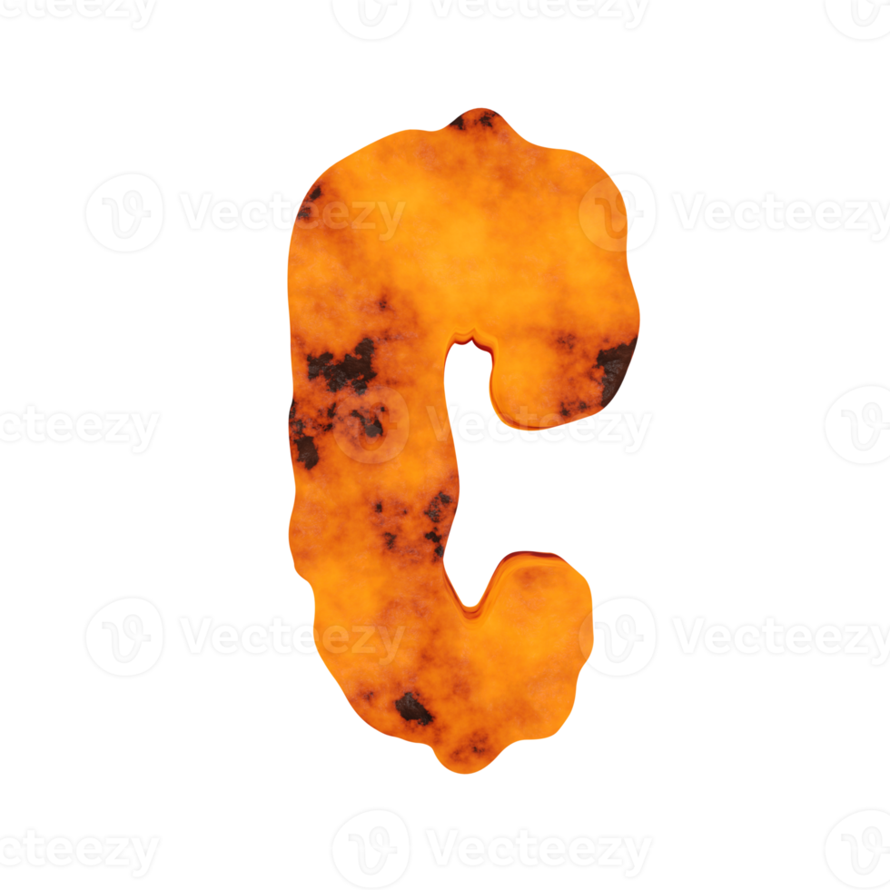 lava text effect letter C. 3d render png