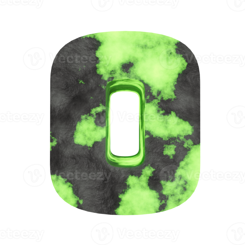 uranium text effect number 0. 3d render png