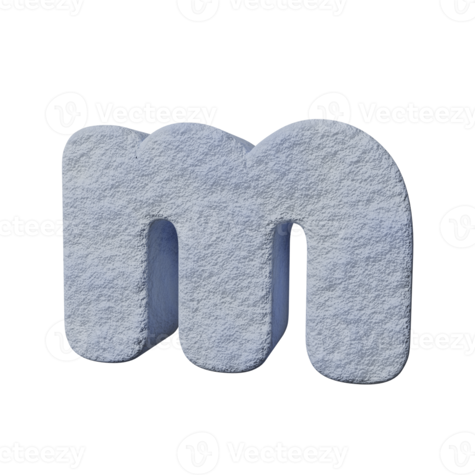 snow text effect letter m. 3d render png