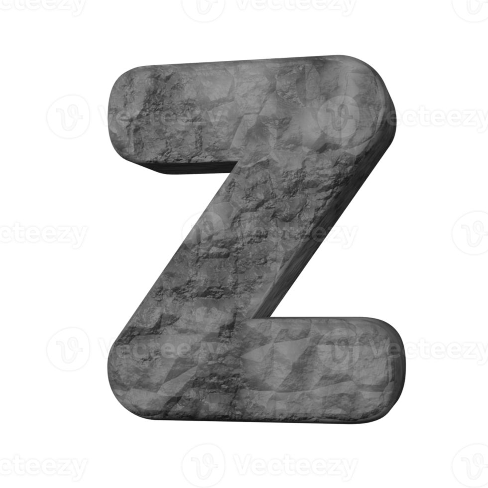 stone text effect letter Z. 3d render png