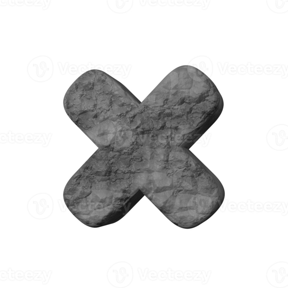 stone text effect letter x. 3d render png
