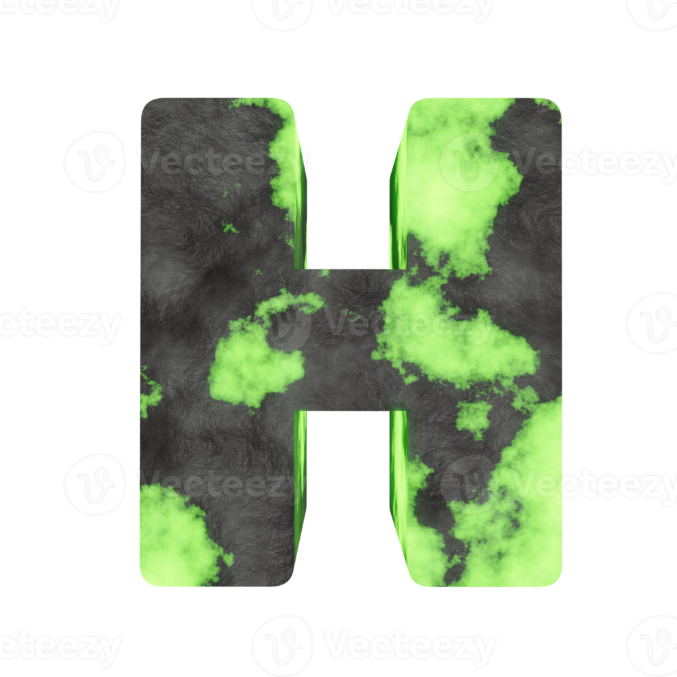 uranium text effect letter H. 3d render png