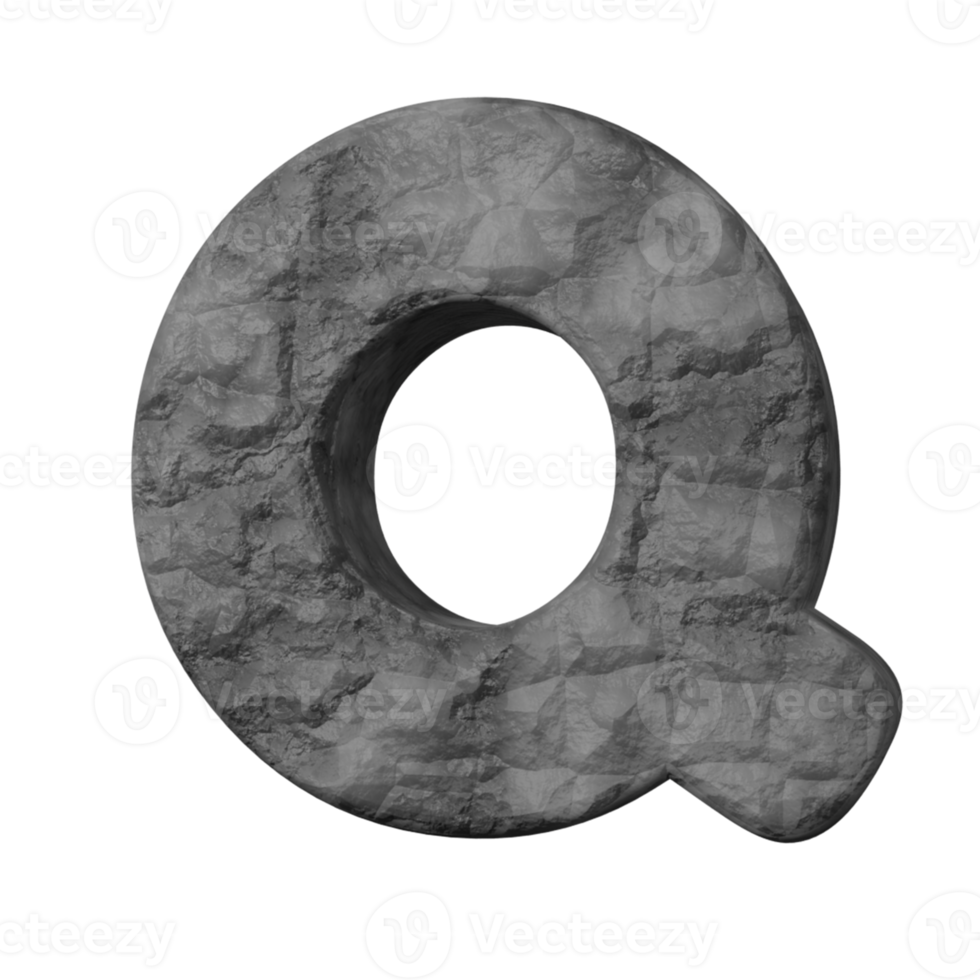 stone text effect letter Q. 3d render png
