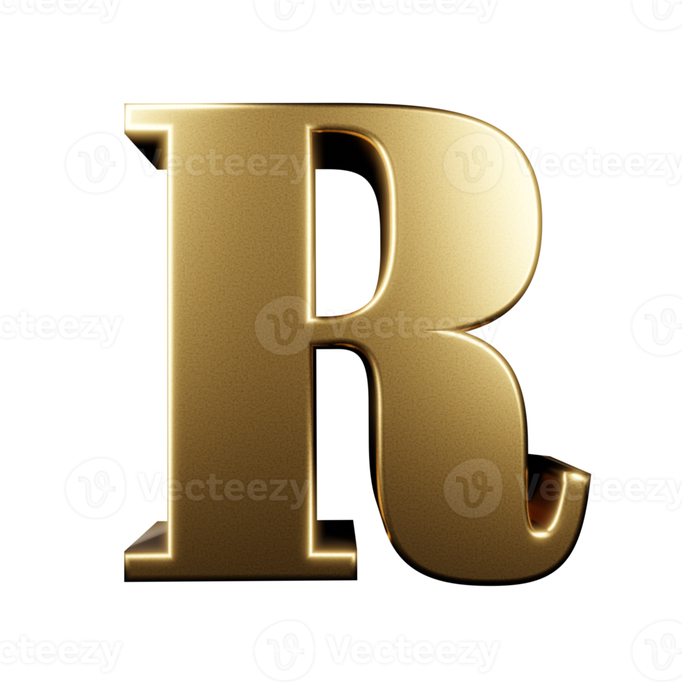 luxury text effect letter R. 3d render png