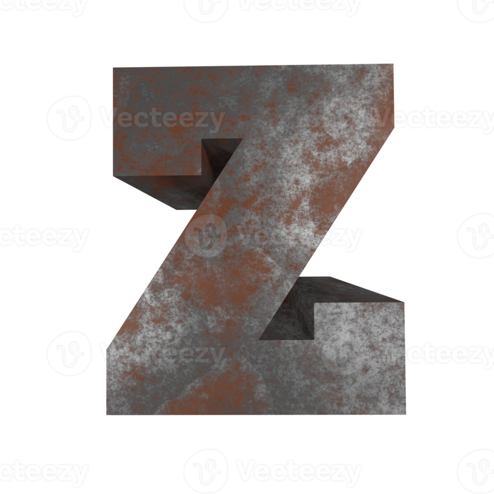 iron rusty text effect letter Z. 3d render png