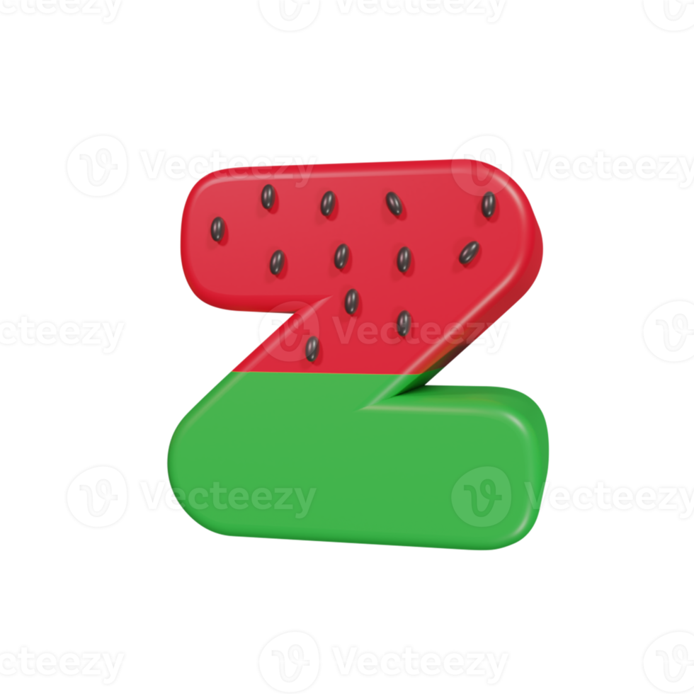 Wassermelone Texteffekt Buchstabe z. 3D-Rendering png