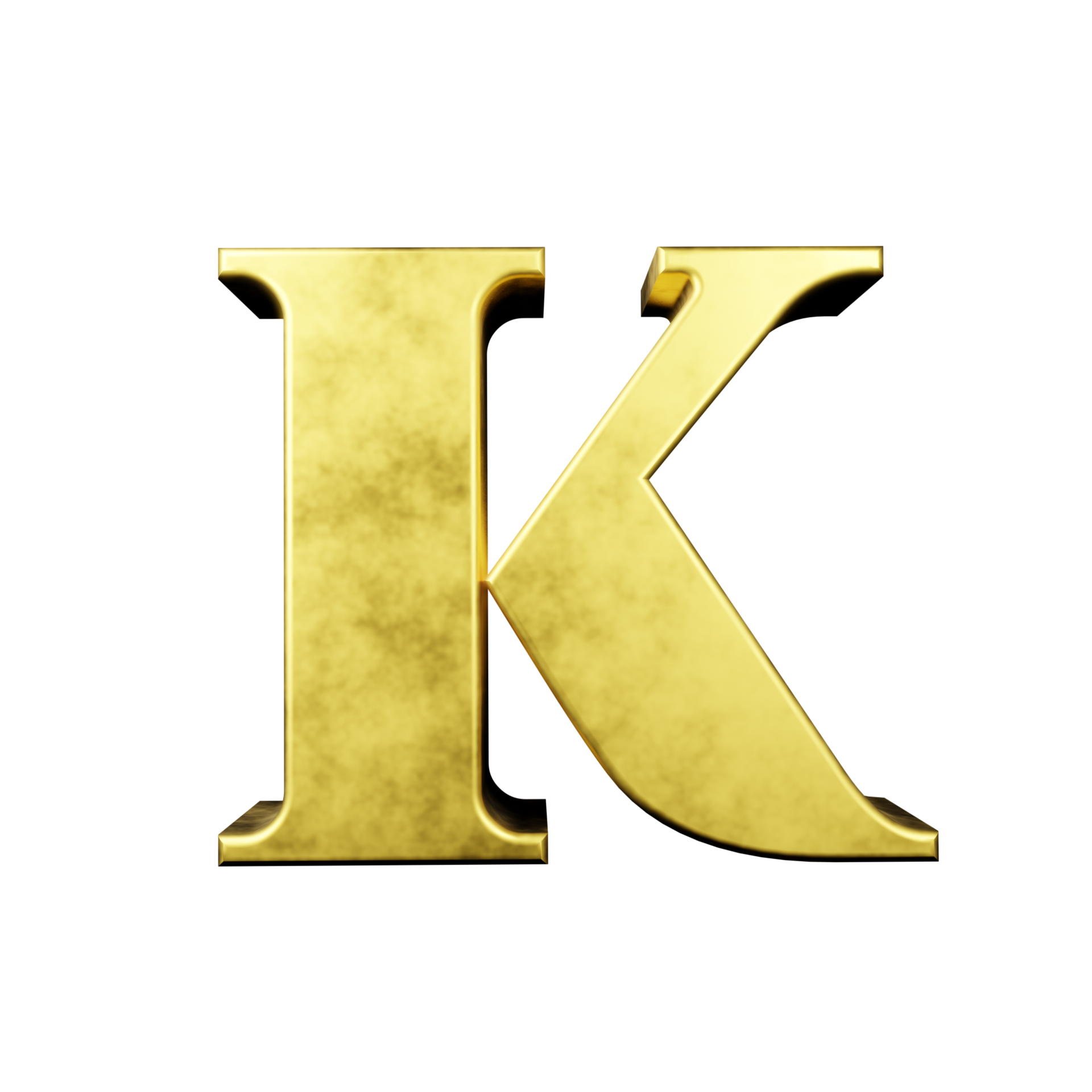 gold text effect letter K. 3d render 16316944 PNG