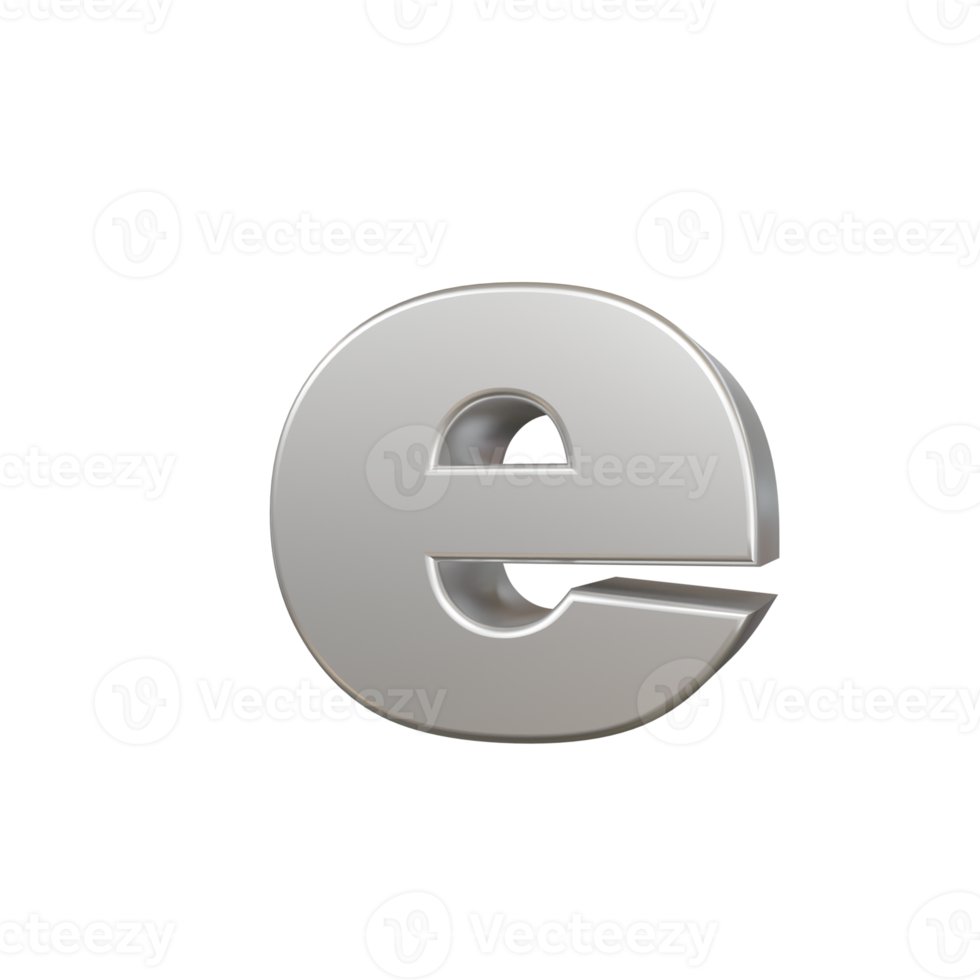steel text effect letter e. 3d render png