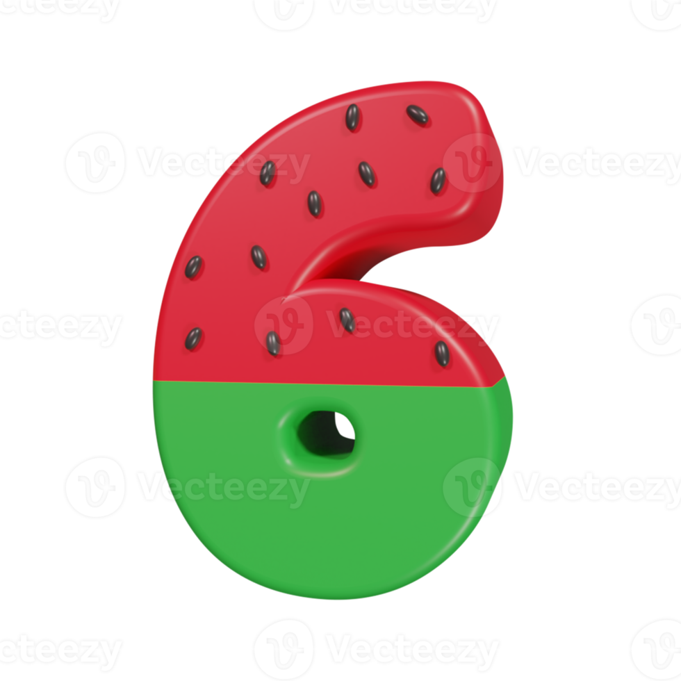watemelon text effect number 6. 3d render png
