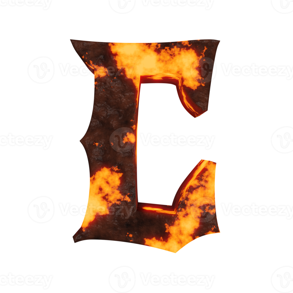 lava text effect letter C. 3d render png