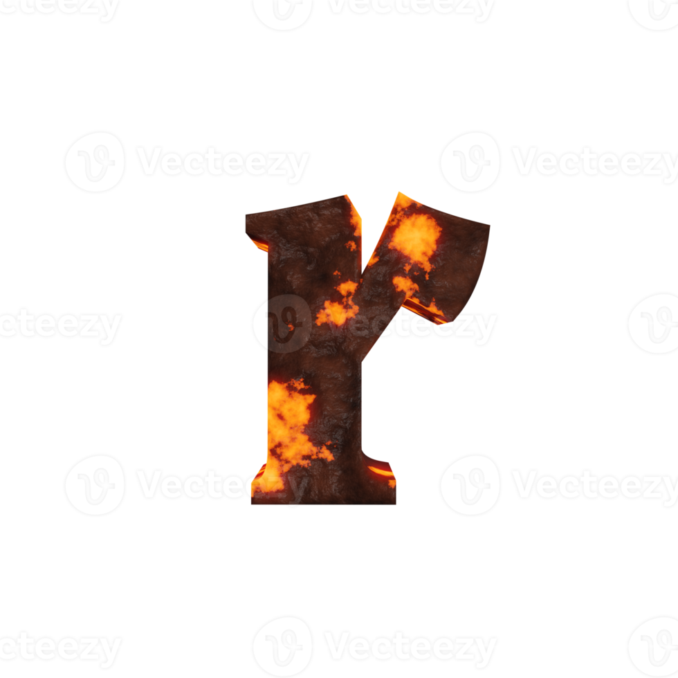 lava text effect letter r. 3d render png