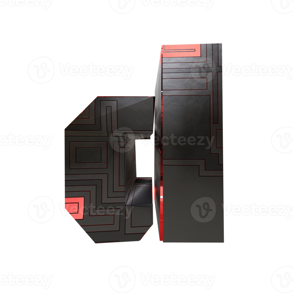 sci-fi text effect letter d. 3d render png