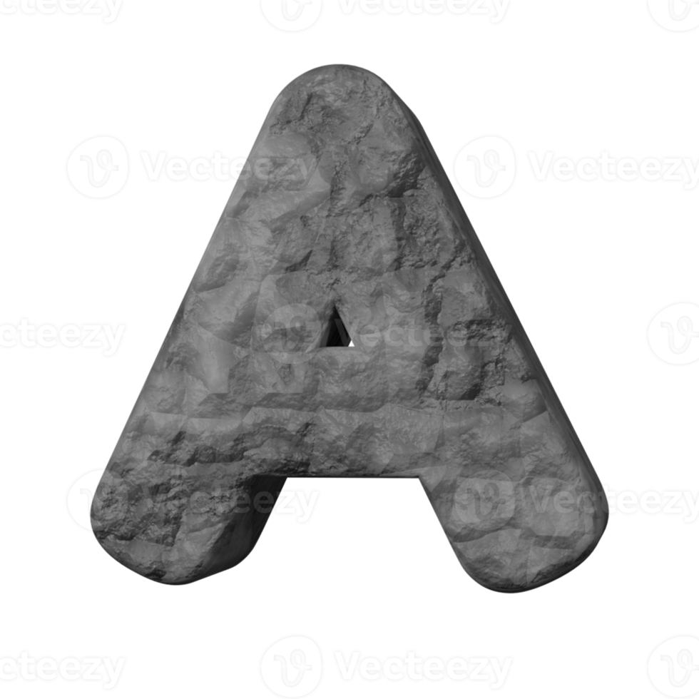 stone text effect letter A. 3d render png