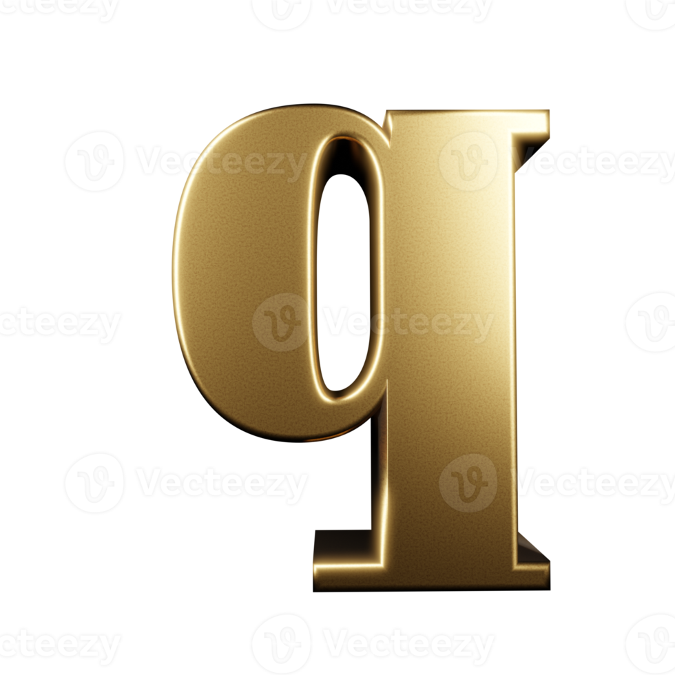 luxury text effect letter q. 3d render png