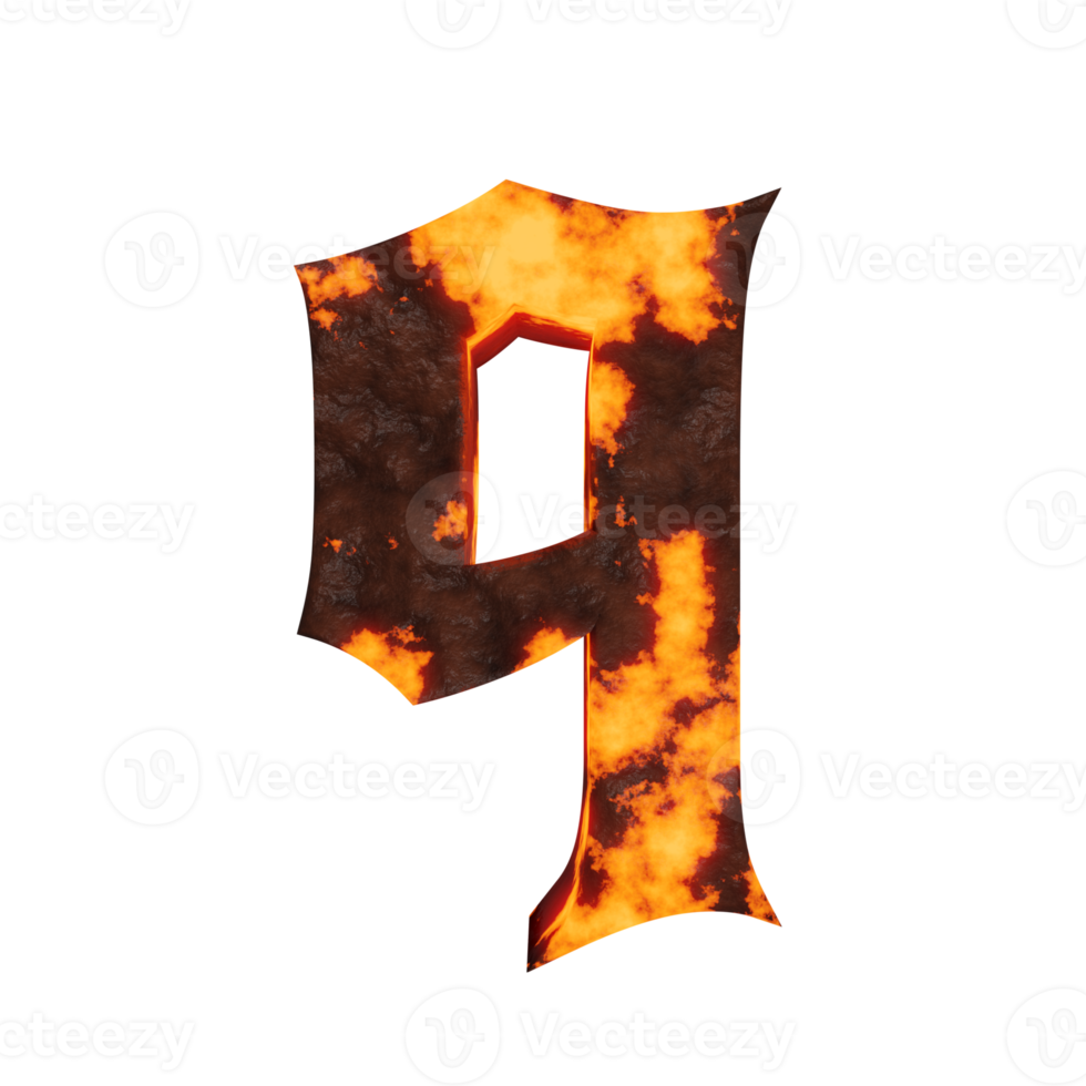 lava text effect letter q. 3d render png