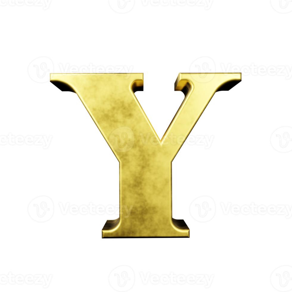 gold text effect letter Y 3d render png