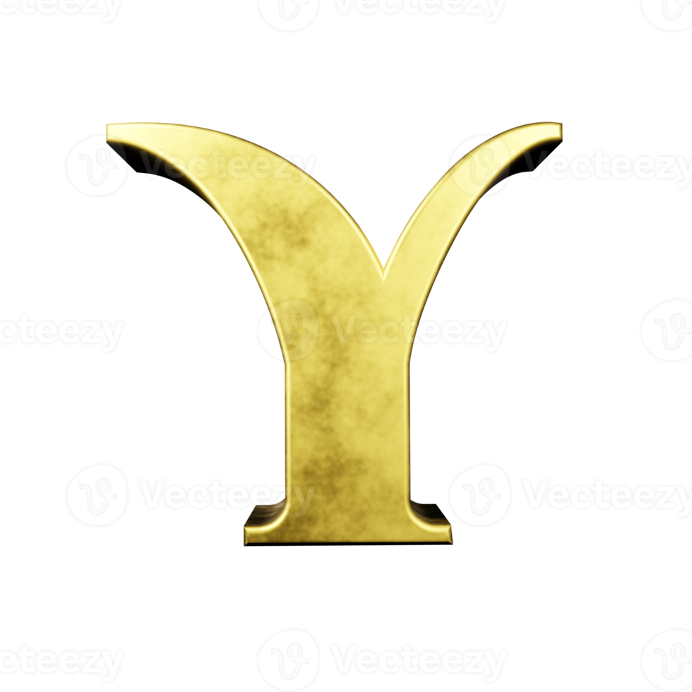 gold text effect letter Y. 3d render png