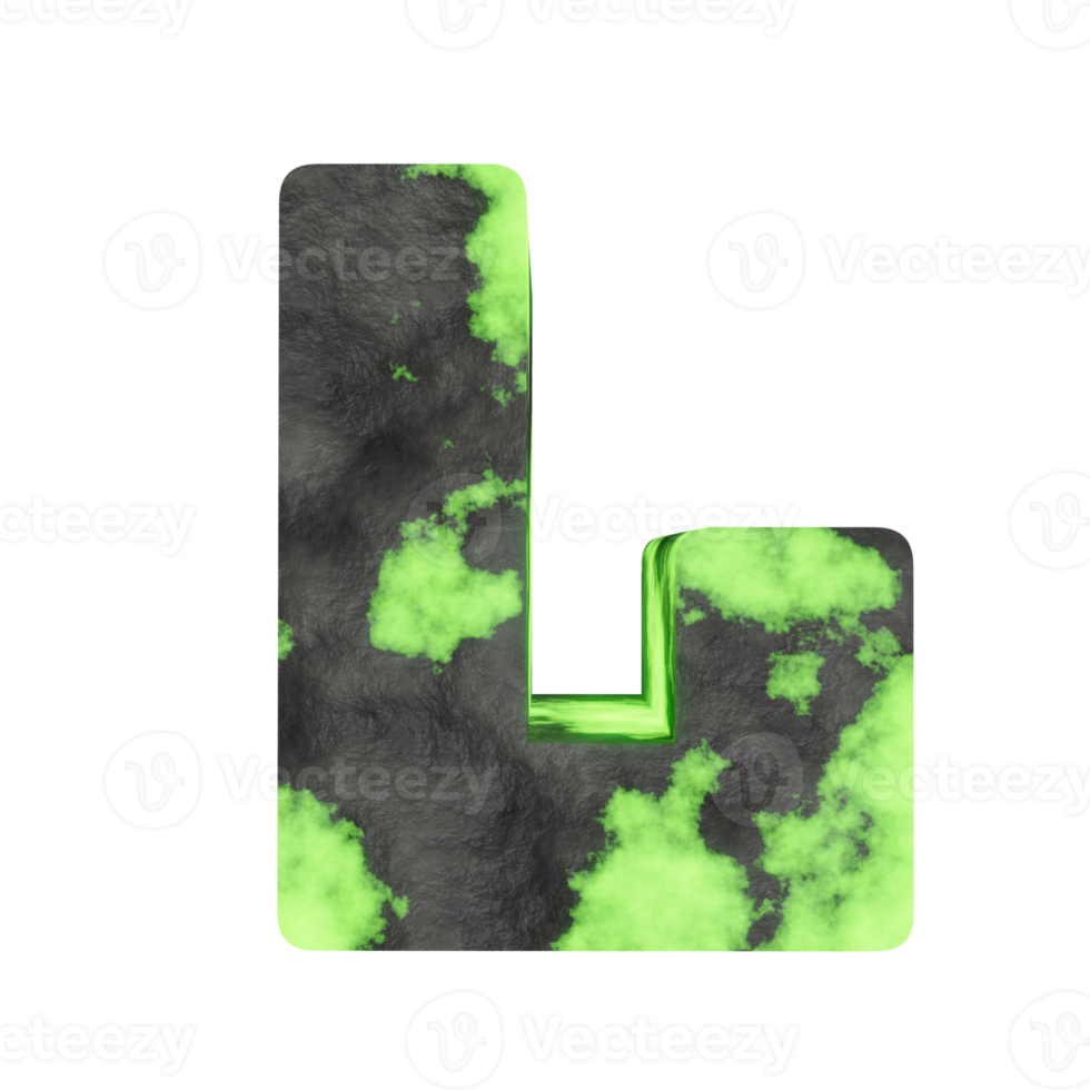 uranium text effect letter L. 3d render png