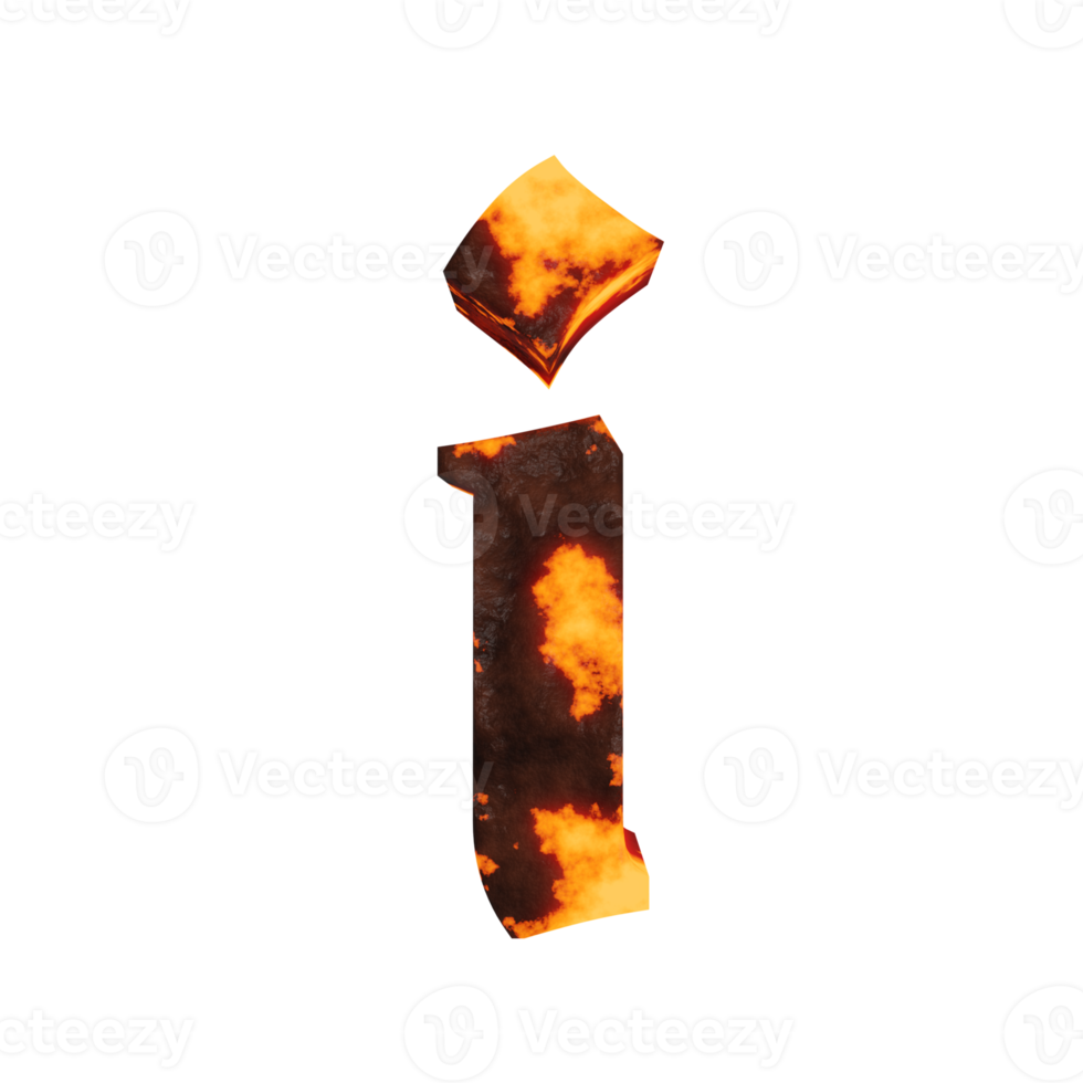 lava text effect letter i. 3d render png