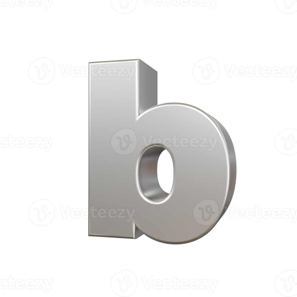 steel text effect letter b, 3d render png