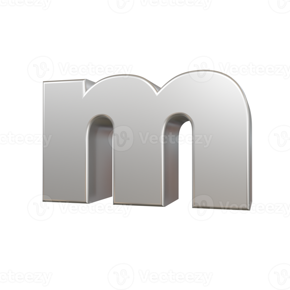 steel text effect letter m. 3d render png