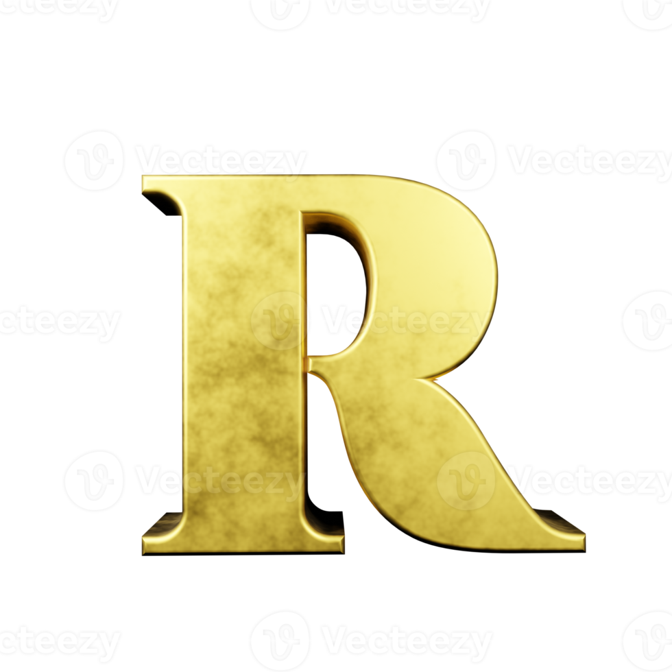 guld text effekt brev r. 3d framställa png