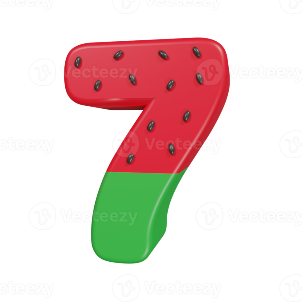 watemelon text effect number 7. 3d render png