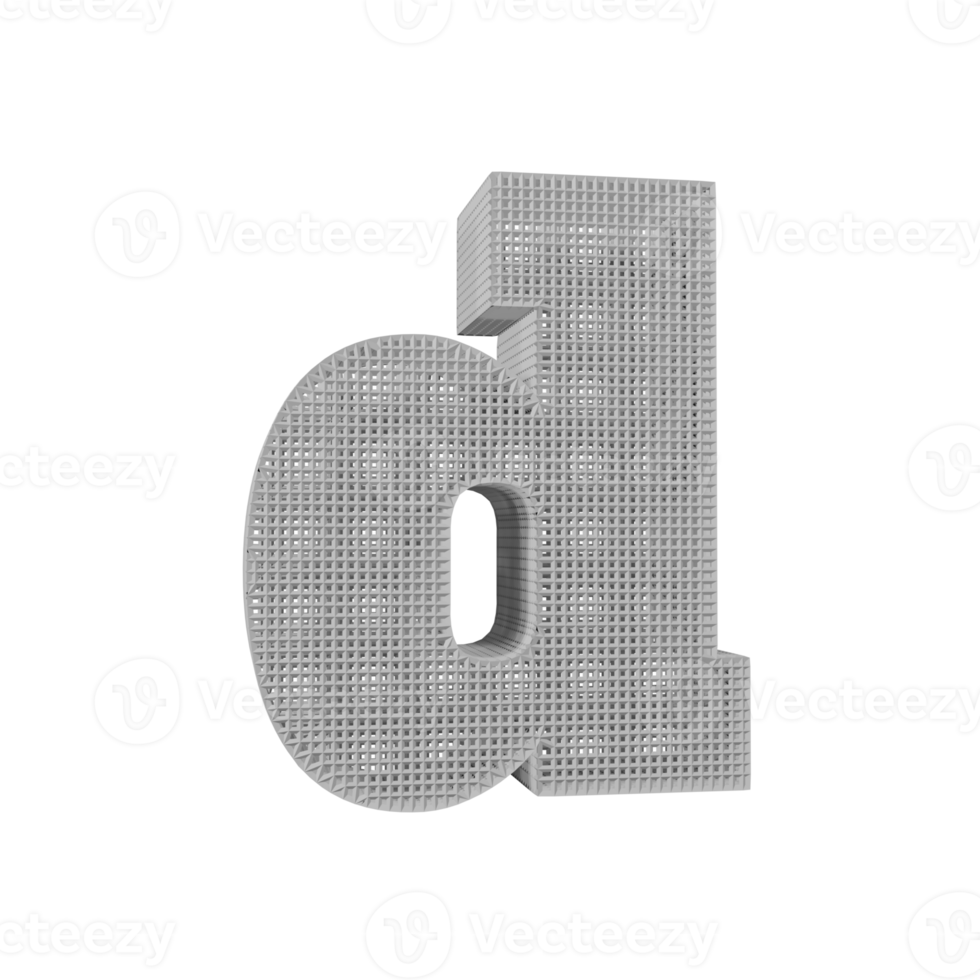 wireframe text effect letter d. 3d render png