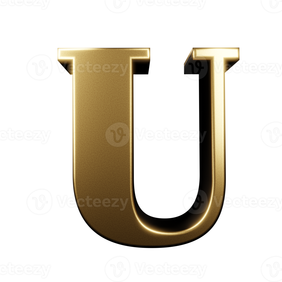 luxury text effect letter U. 3d render png