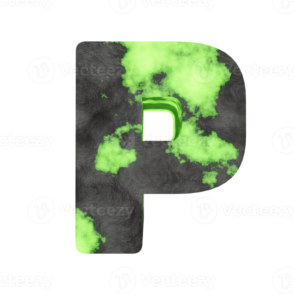 uranium text effect letter P. 3d render png