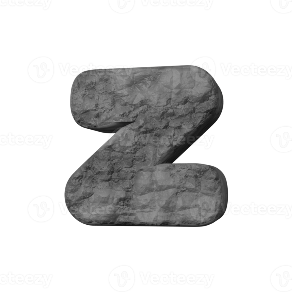 stone text effect letter z. 3d render png