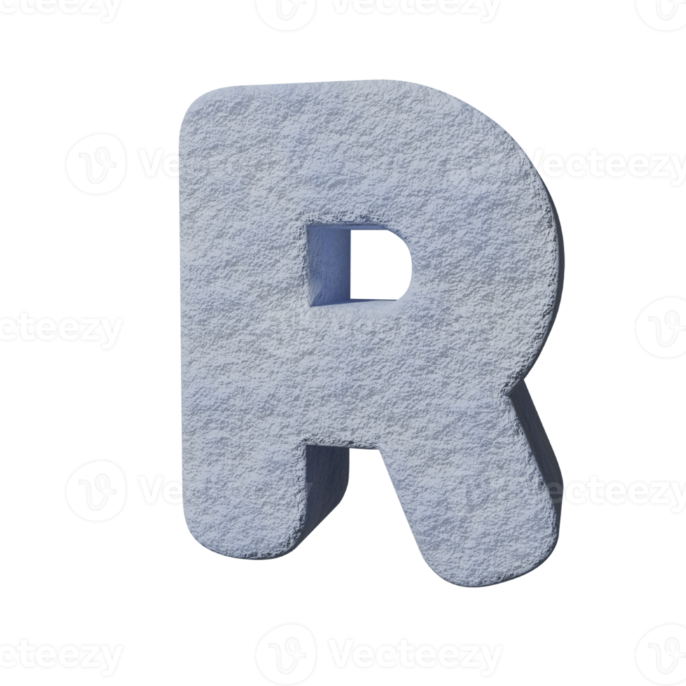 snow text effect letter R. 3d render png