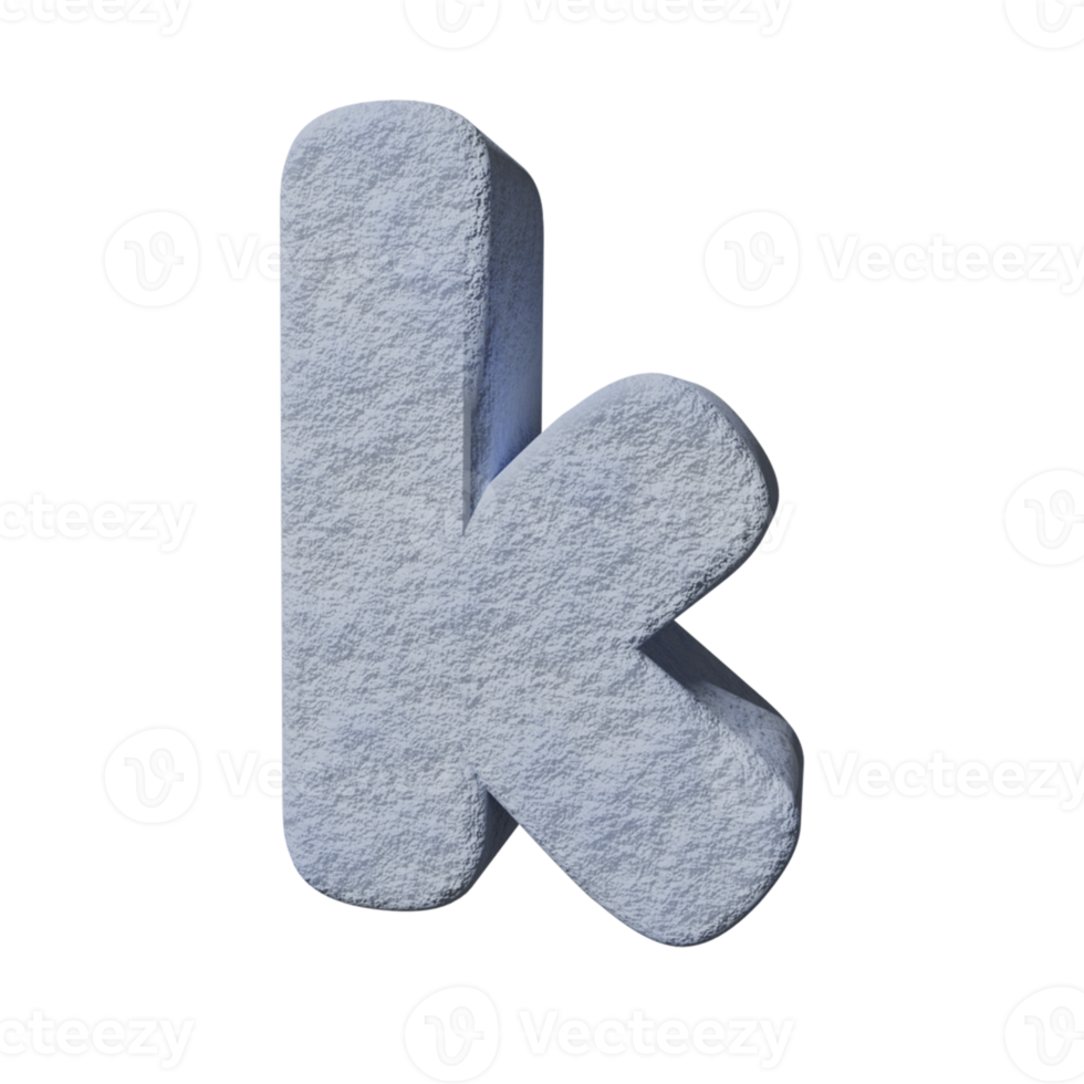 snow text effect letter k. 3d render png