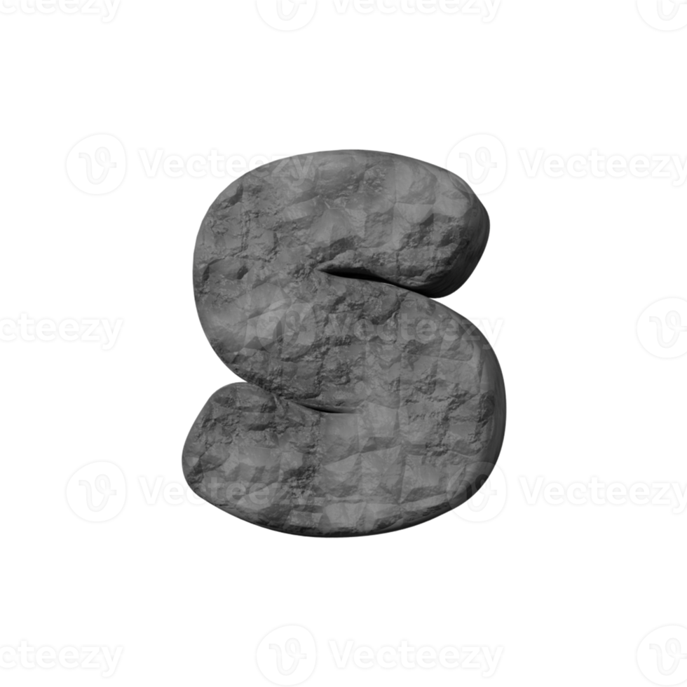 stone text effect letter s. 3d render png