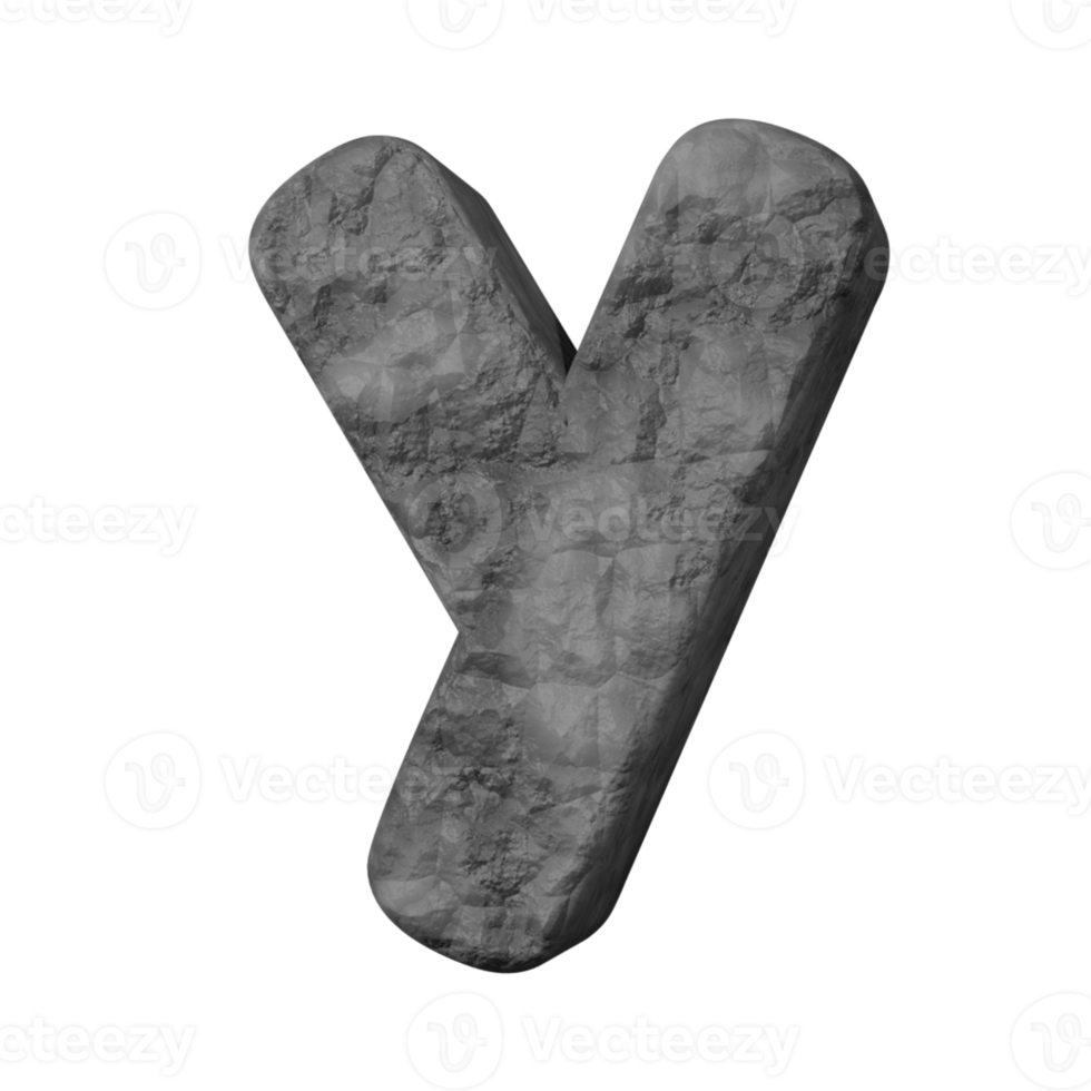 stone text effect letter y. 3d render png
