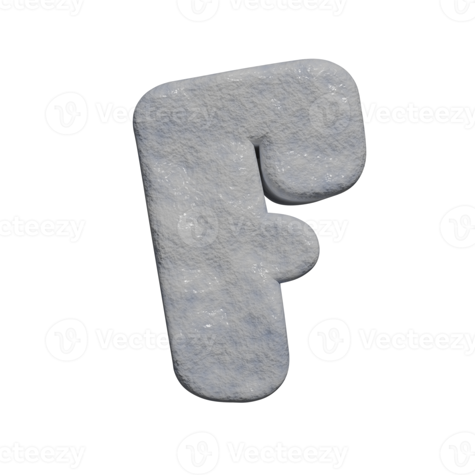 snow text effect letter F. 3d render png